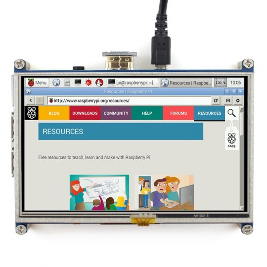 РК-TFT резистивний сенсорний екран 5 дюймів 800x480 пікселів HDMI + GPIO для Raspberry Pi 4/3/2/B+/Zero - Waveshare 10563