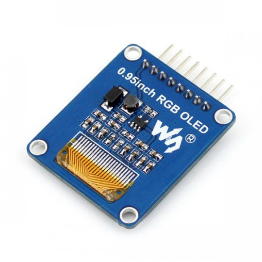 Кольоровий графічний OLED-дисплей 0,95 дюйма (A) 96x64 пікселів SPI - кутові роз'єми - Waveshare 10507