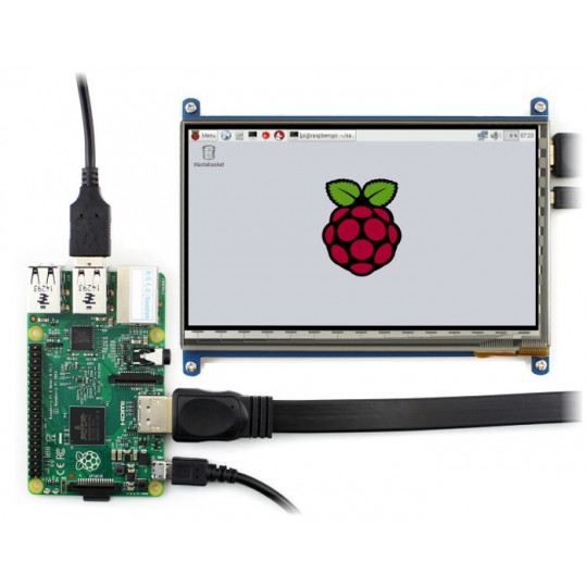 РК-екран IPS 7 дюймів C 1024x600px ємнісний сенсорний HDMI + USB Rev 4.1 для Raspberry Pi чорно-білий корпус - Waveshare 11303