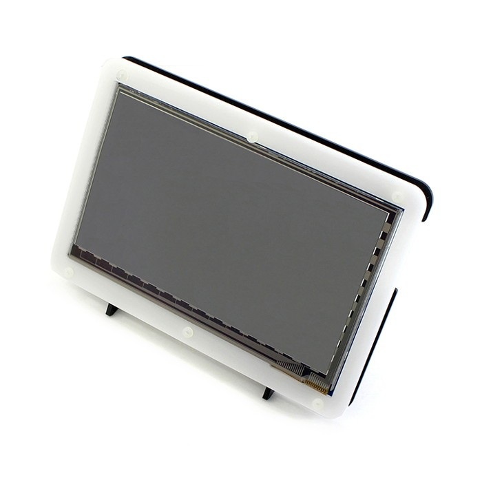 Ekran dotykowy pojemnościowy LCD TFT 7'' 800x480px HDMI + USB dla Raspberry Pi 2/B+ + obudowa czarno-biała