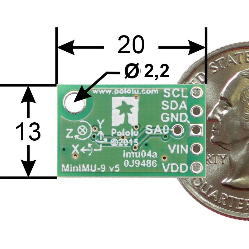 MinIMU-9 v5 - akcelerometr, żyroskop i magnetometr IMU 9DOF I2C - moduł Pololu