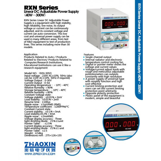 Лабораторний блок живлення Zhaoxin RXN-305D 30V 5A