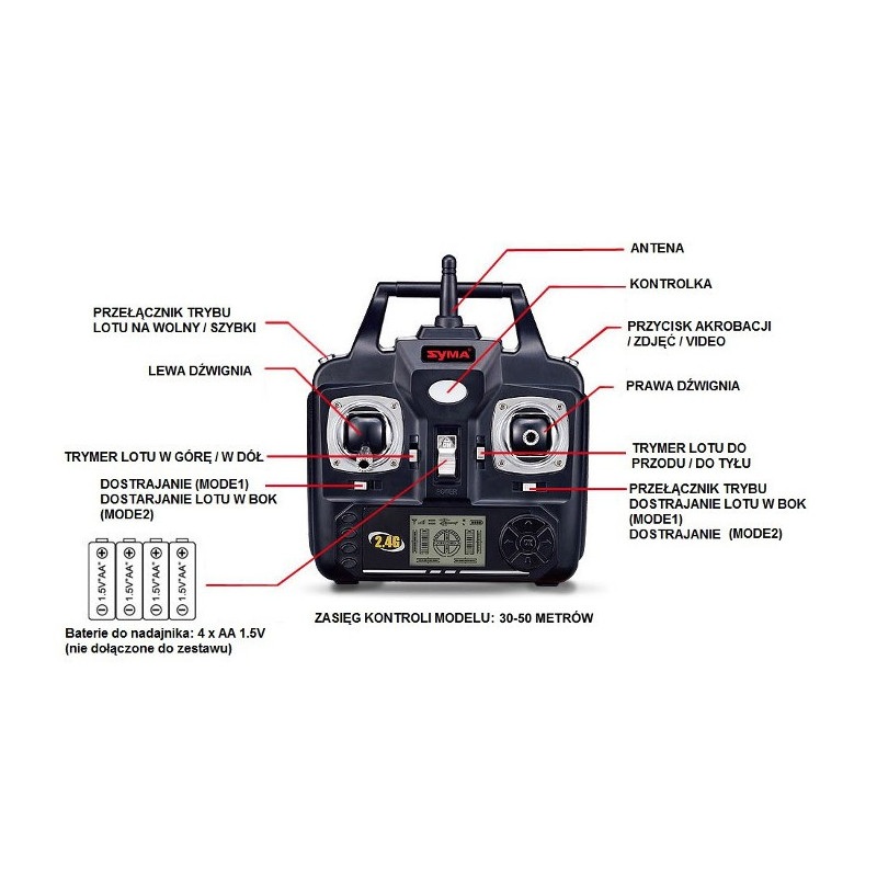Dron quadrocopter Syma X5HC 2.4GHz z kamerą 2Mpx - 33cm
