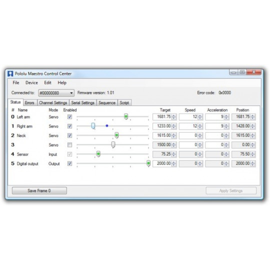 6-канальний сервоконтролер Micro Maestro USB - Pololu 1350