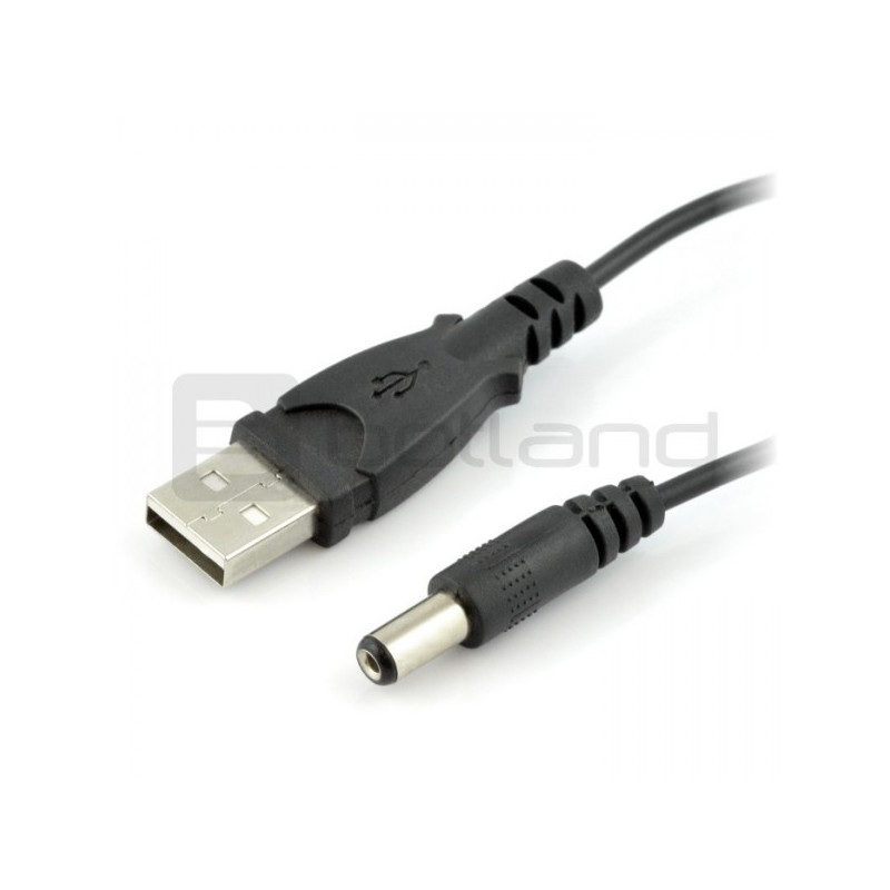 Przewód USB A - wtyk DC 5,5/2,1mm - 0,8m