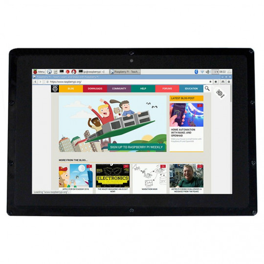РК-дисплей IPS 10.1 дюймів, ємнісний сенсорний екран (B) 1280x800 пікселів, HDMI + USB для Raspberry Pi + корпус - Waveshare 11769