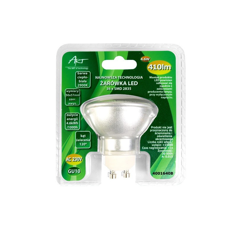 Żarówka LED ART, GU10, 4,6W, 410lm, barwa ciepła