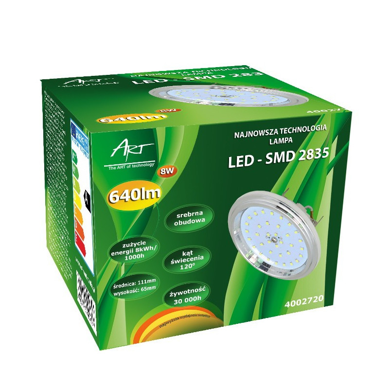 Żarówka LED ART, AR111, G53, 8W, 640lm, barwa ciepła