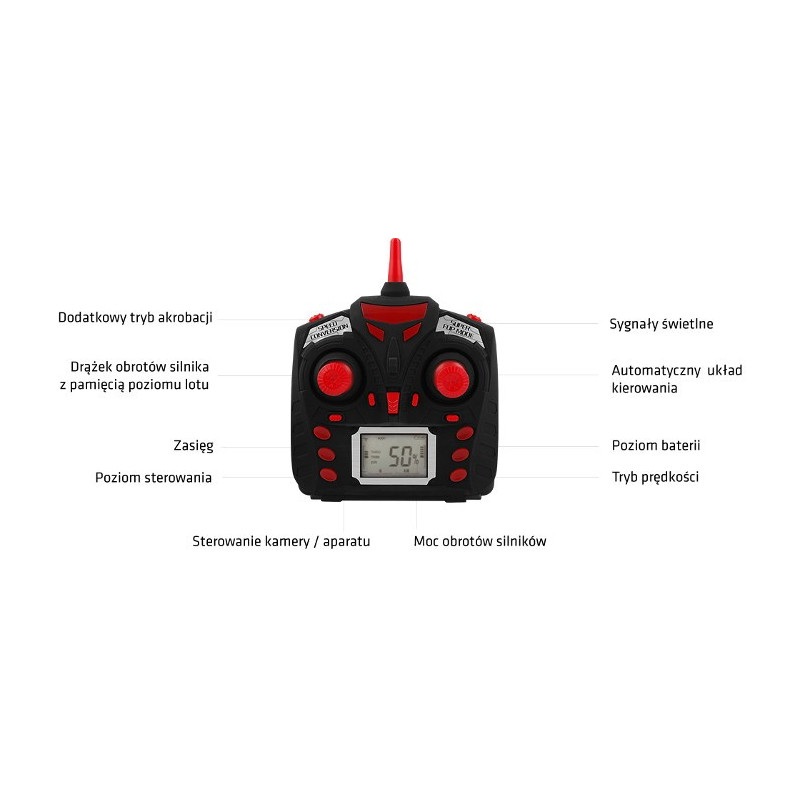 Dron quadrocopter OverMax X-Bee drone 3.1 Plus 2.4GHz z kamerą - czerwony - 34cm + 2 dodatkowe akumulatory