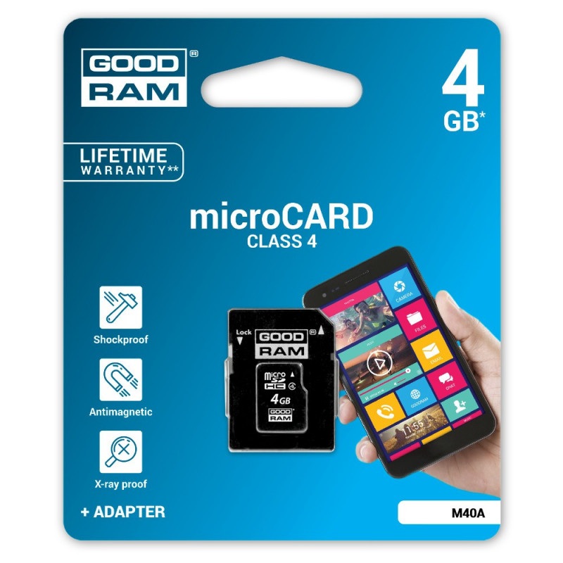 Karta pamięci Goodram micro SD / SDHC 4GB klasa 4 z adapterem