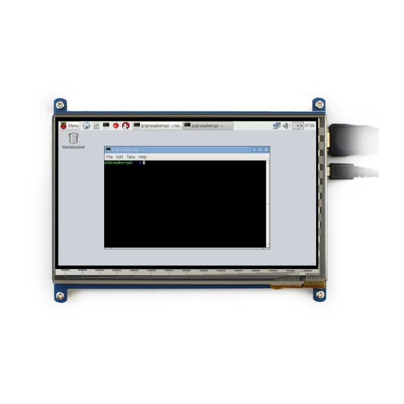 Ekran dotykowy pojemnościowy LCD TFT 7" 1024x600px HDMI + USB dla Raspberry Pi 2/B+