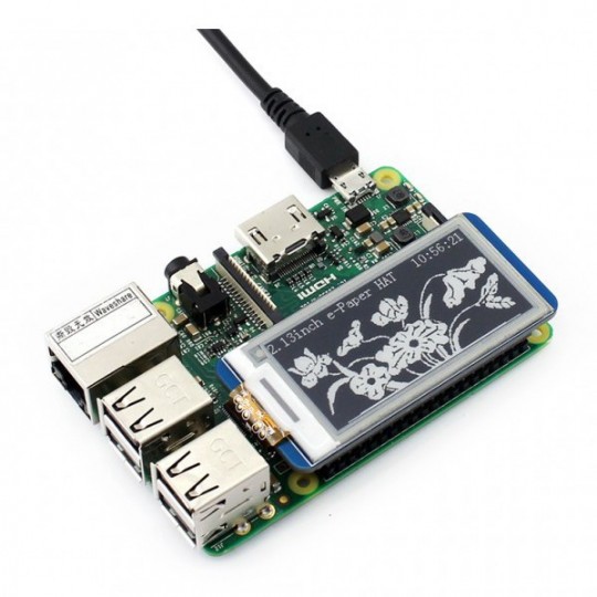 Захист електронного паперу 2.13'' 250x122px - накладка з дисплеєм для Raspberry Pi 4B/3B+/3B v2.1 - Waveshare 12915