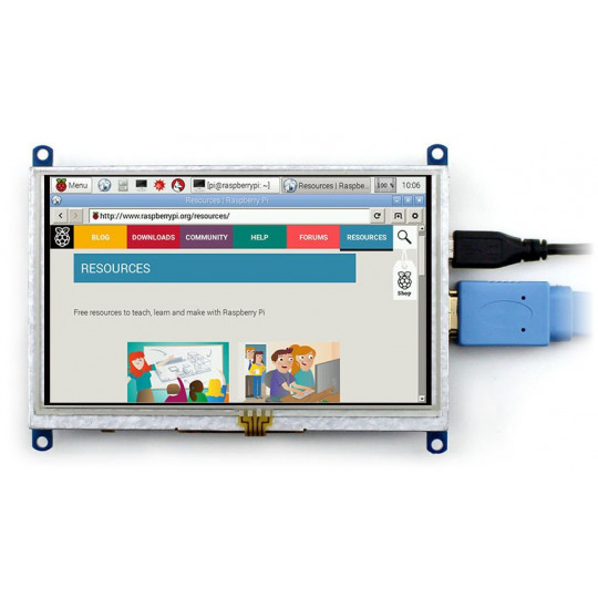 Сенсорний екран - резистивний РК-TFT 5'' 800x480px HDMI + USB для Raspberry Pi + корпус - Waveshare 11018