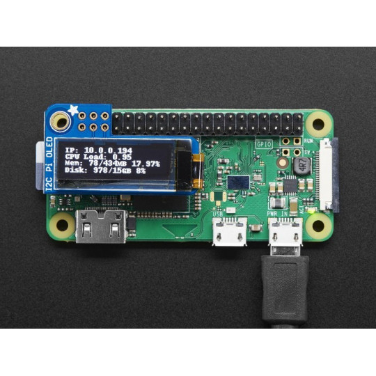 PiOLED - OLED-дисплей 0.9'' 128x32px I2C - щит для Raspberry Pi - Adafruit 3527