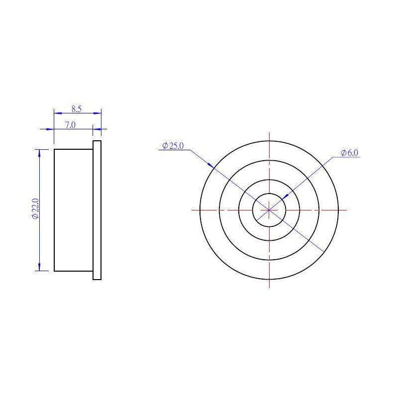 MakeBlock - łożysko z kołnierzem 22x6x7mm - 2szt.