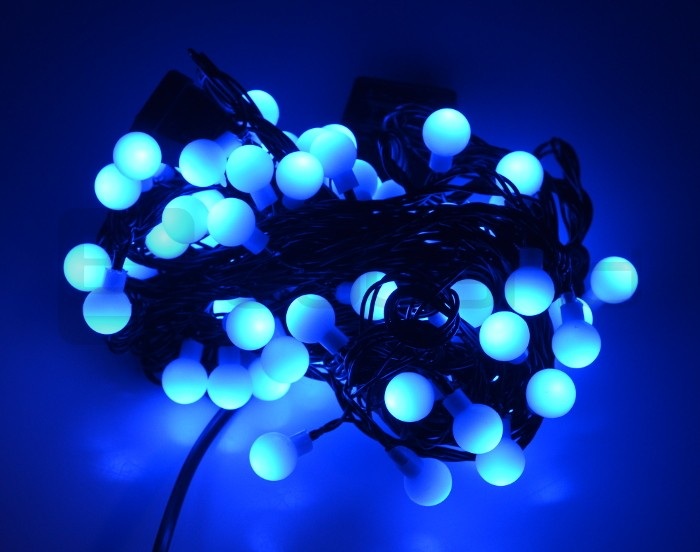 Lampki choinkowe LED kule - niebieskie- 80 szt.