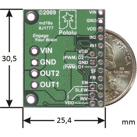 MC33926 - одноканальний контролер двигуна 28 В/2,5 А - Pololu 1212