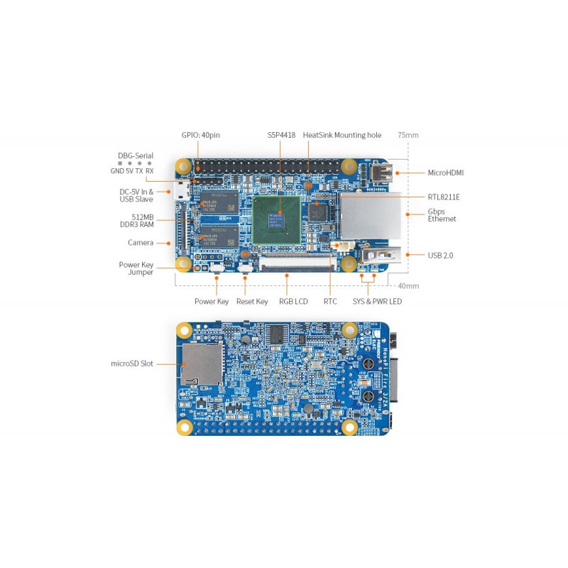 NanoPi Fire2A Samsung S5P4418 Octa-Core 1,4GHz + 512MB RAM