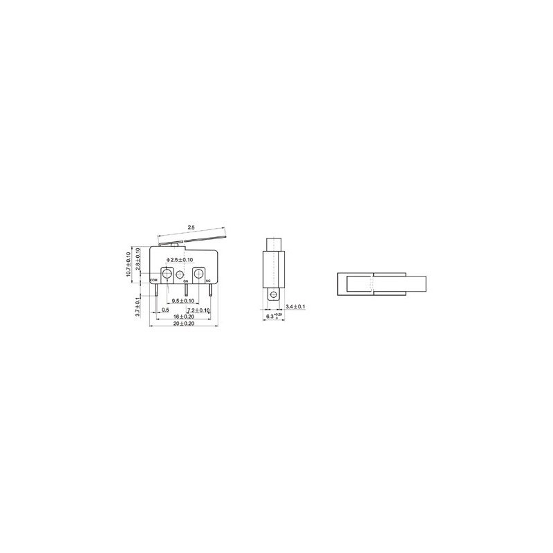 Wyłącznik czujnik krańcowy mini z dźwignią - WK611