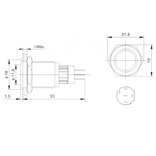 Бістабільний перемикач ON-OFF - PBW-16APP - 2A 250V - плоский зелений