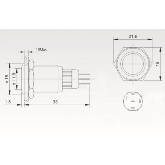 Бистабильный переключатель ВКЛ/ВЫКЛ - PBW-16AP - 2A/250V - плоский, зеленый, круглый