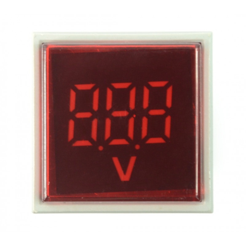 Woltomierz cyfrowy - LED 30x30mm - 500VAC - czerwony