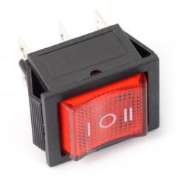 Przełącznik kołyskowy RS203-6C3R - 250V/16A - czerwony