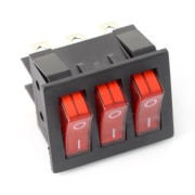 Przełącznik kołyskowy, potrójny RS203-6C3R - 250V/16A - czerwony