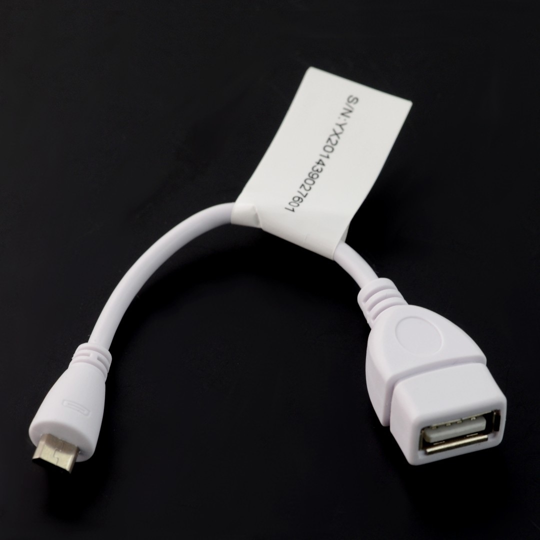 Przewód OTG Host microUSB - USB - biały - 13,5cm