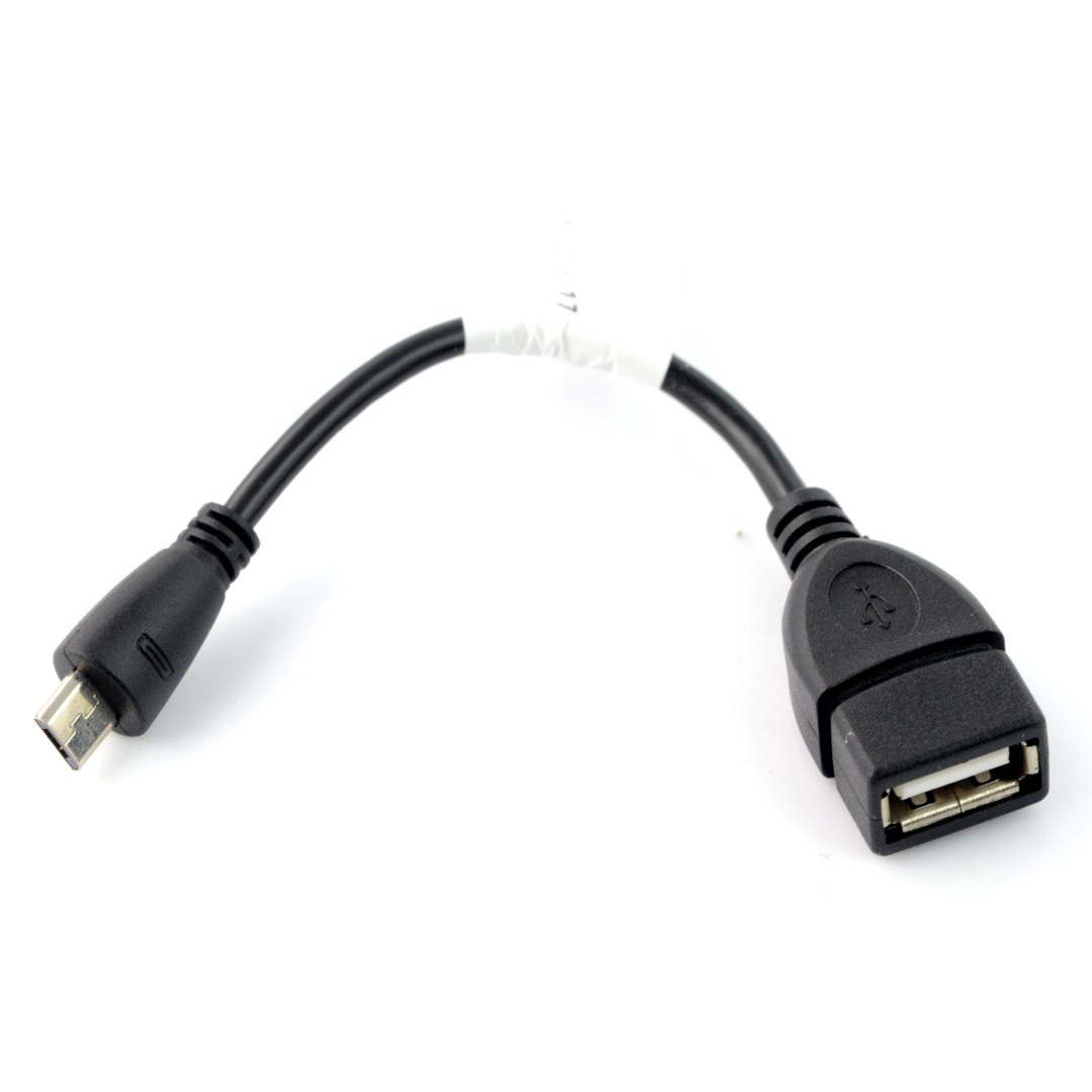 Przewód OTG Host microUSB - USB - czarny - 13,5cm
