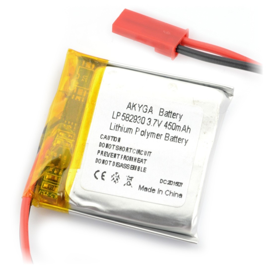 Akumulator Li-Pol Akyga 450mAh 1S 3.7V - złącze JST-BEC + gniazdo