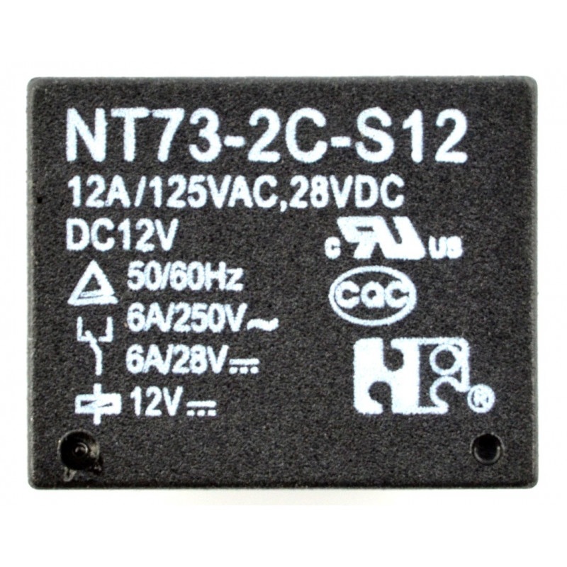 Przekaźnik NT73-2C-S12 - cewka 12V, styki 2x 12A/125VAC