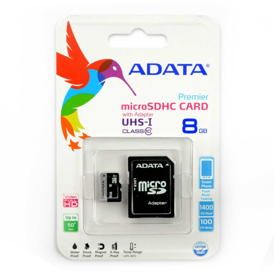 Karta pamięci Adata microSD 8GB 50MB/s UHS-I klasa 10 z adapterem