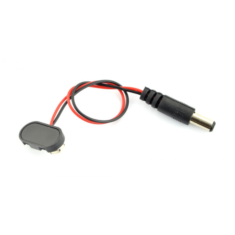 Adapter wtyk DC 5.5/2.1 - wtyk 6F22 bateria 9V