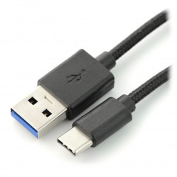 Kabel USB 3.0 typ C 2m - oplot czarny