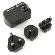 Zasilacz podróżny 3x USB 3,4A, wtyczki USA, EUR, UK, AUS, szybkie ładowanie