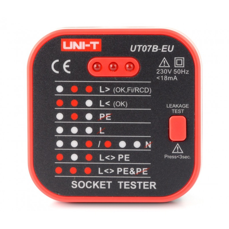 Tester gniazdek sieciowych 230 V RCD - Uni-T UT07B-EU