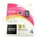 Karta pamięci SONY micro SD / SDHC 4GB klasa 4 z adapterem Karta pamięci SONY micro SD / SDHC 4GB klasa 4 z adapterem