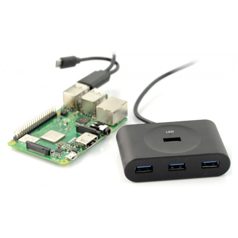 PiHut HUB USB 2.0 aktywny hub 4-portowy dedykowany do Raspberry Pi