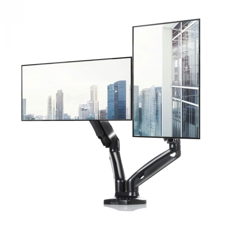 Uchwyt biurkowy gazowy do 2-ch monitorów LED/LCD ART L-16GD 13-27" 6.5 kg - regulacja pionowa i pozioma