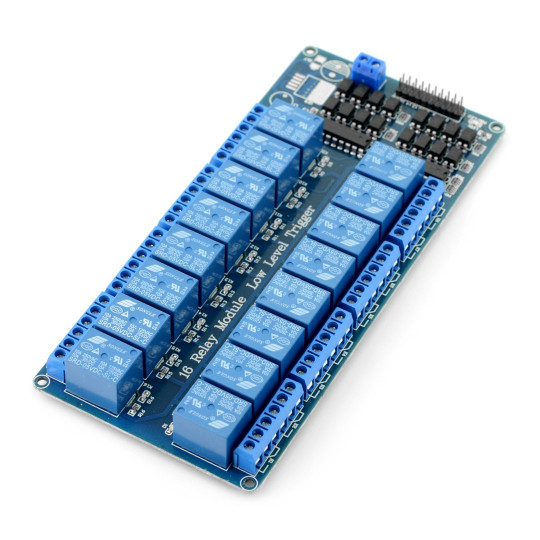 16-канальний релейний модуль з оптоізоляцією - контакти 10A/250VAC - котушка 5V