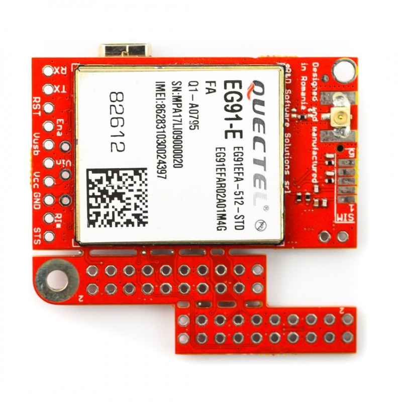Moduł LTE/GSM- u-GSM shield v2.19 EG91E - do Arduino i Raspberry Pi - złącze u.FL