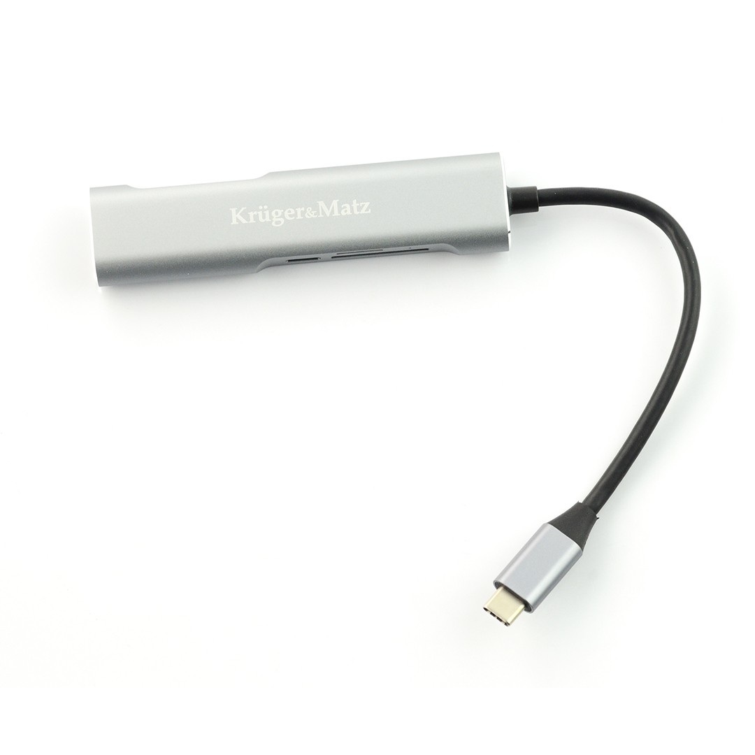 Adapter (HUB) USB typu C na HDMI / USB 3.0 / SD / MicroSD / C port Kruger&Matz