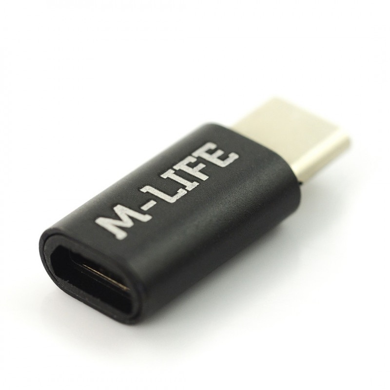 Adapter przejściówka Micro USB - USB typu C M-Life - czarna