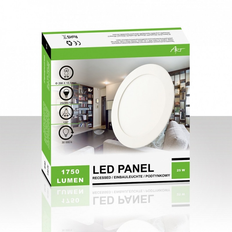 Panel LED ART ultra slim okrągły, 300mm, 25W, 1750lm, barwa neutralna