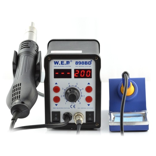 Паяльна станція WEP 898BD+ 2-в-1 з гарячим повітрям та жалом, вентилятором у прасці - 700 Вт