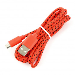 Przewód microUSB B - A w czerwonym oplocie EB181R - 2m