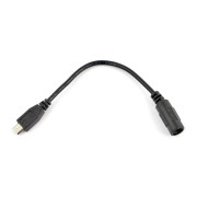 Adapter gniazdo 5,5/2,1mm - wtyk microUSB y przewodem 15cm