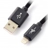Przewód silikonowy USB A - Lightning do iPhone / iPad / iPod - 1.5m czarny - zdjęcie 1