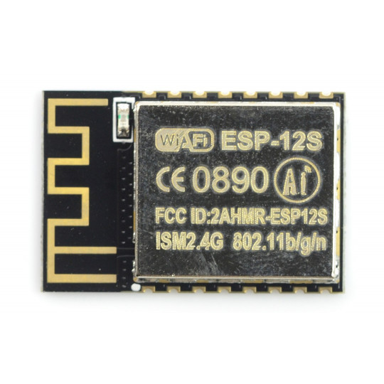 ESP-12S ESP8266 Чорний WiFi модуль - 9 GPIO, АЦП, антена для друкованої плати
